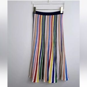 J. Crew Black Label Rainbow Stripe Knit Flowy Pull On Flare Skirt Women's Sz XS